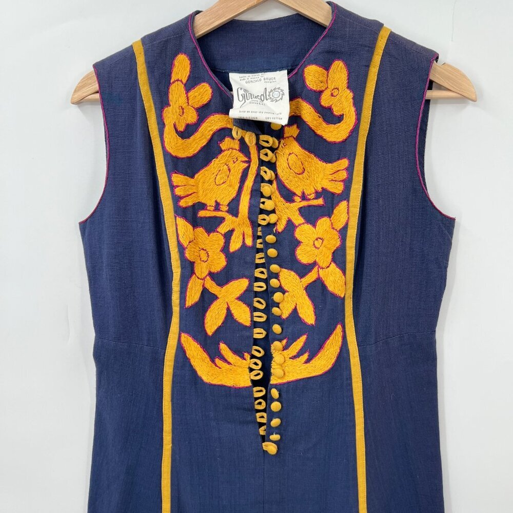 Vintage Gonzalo Bauer Girasol Embroieder Maxi Dress
